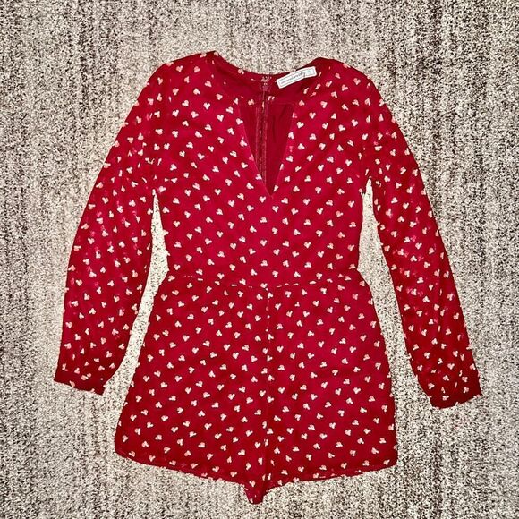 Abercrombie & Fitch Women's Deep Red Floral Romper - Picture 3 of 9